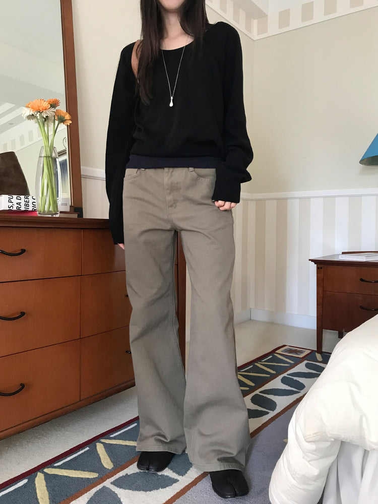 美色基礎低腰直筒褲