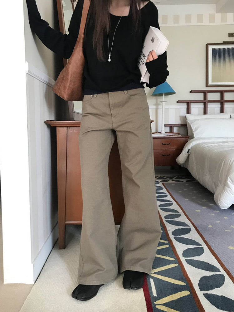 美色基礎低腰直筒褲