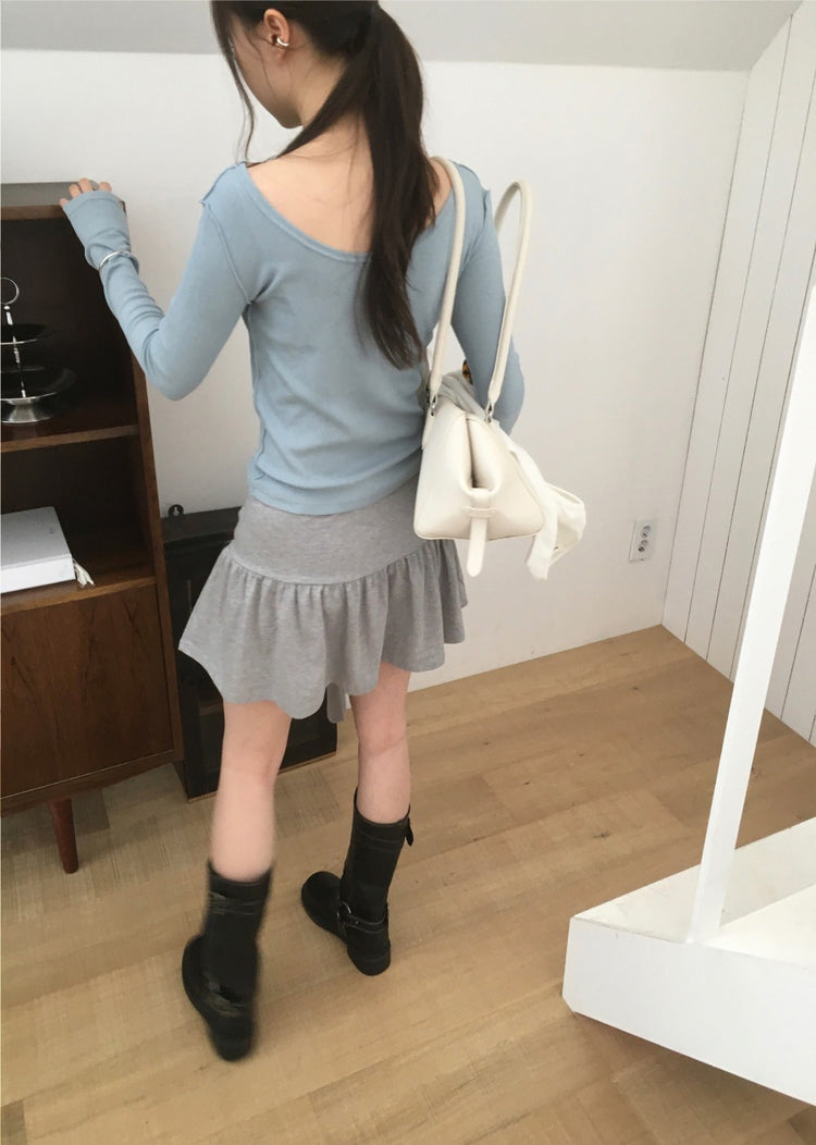 美色船領標籤骨線細節上衣
