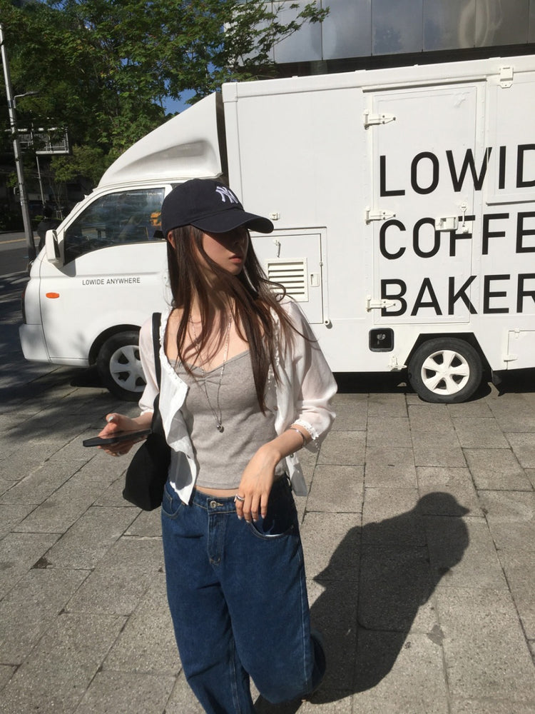 心形紋理抓皺細節背心