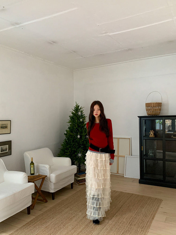 極美透紗蛋糕層次感及踝裙