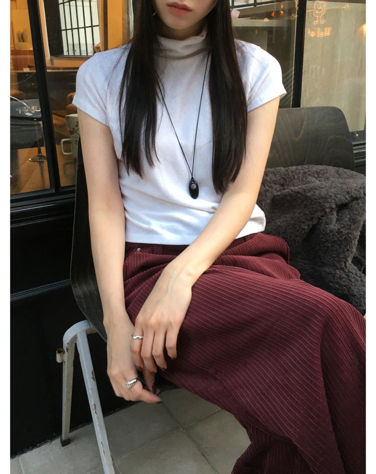 小企領美肩修腰細節上衣