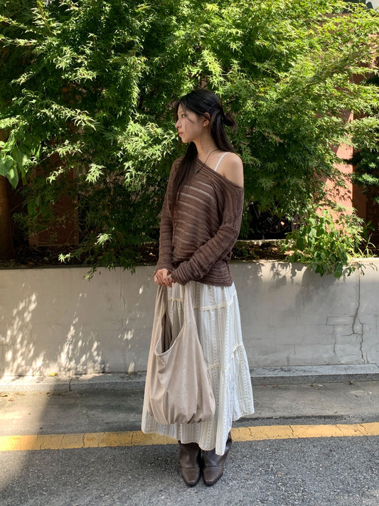 麂皮絨抓皺細節hobo bag(附小袋)