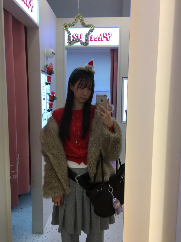 休閒假兩件棉質百摺裙褲