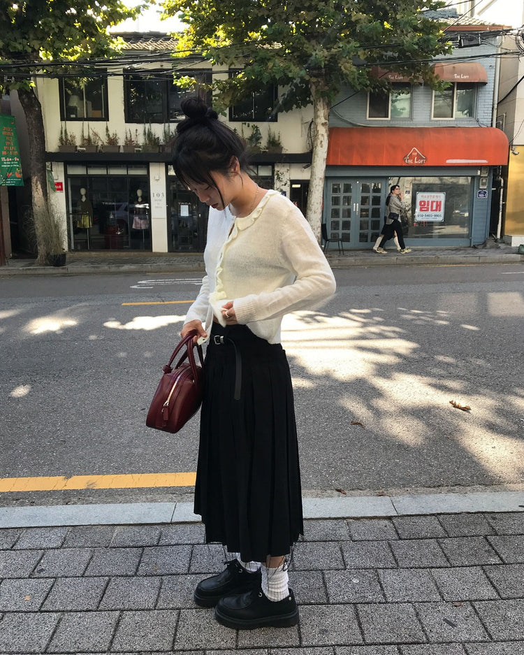 不修邊雙層細節百褶裙