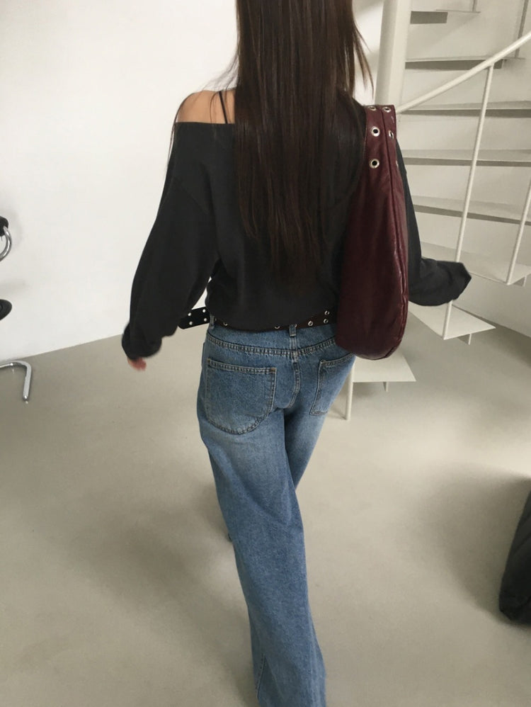 經典美刷色基礎直筒牛仔褲