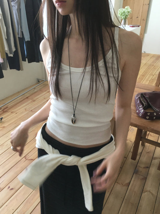 美色削肩基礎背心