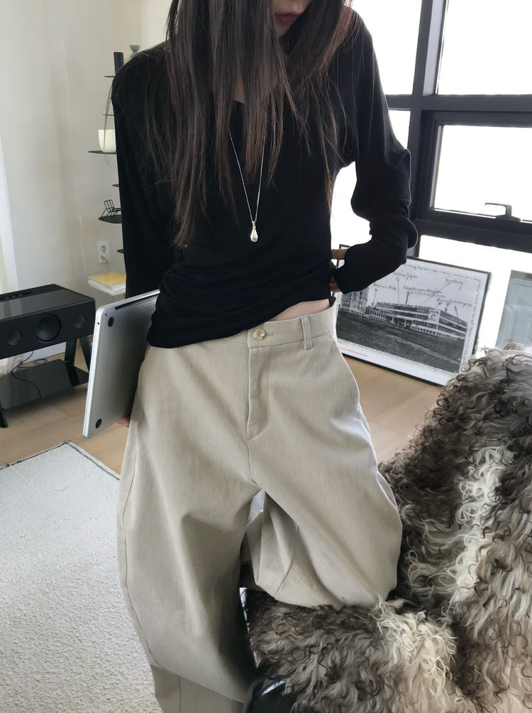 V領袖扣細節修腰上衣