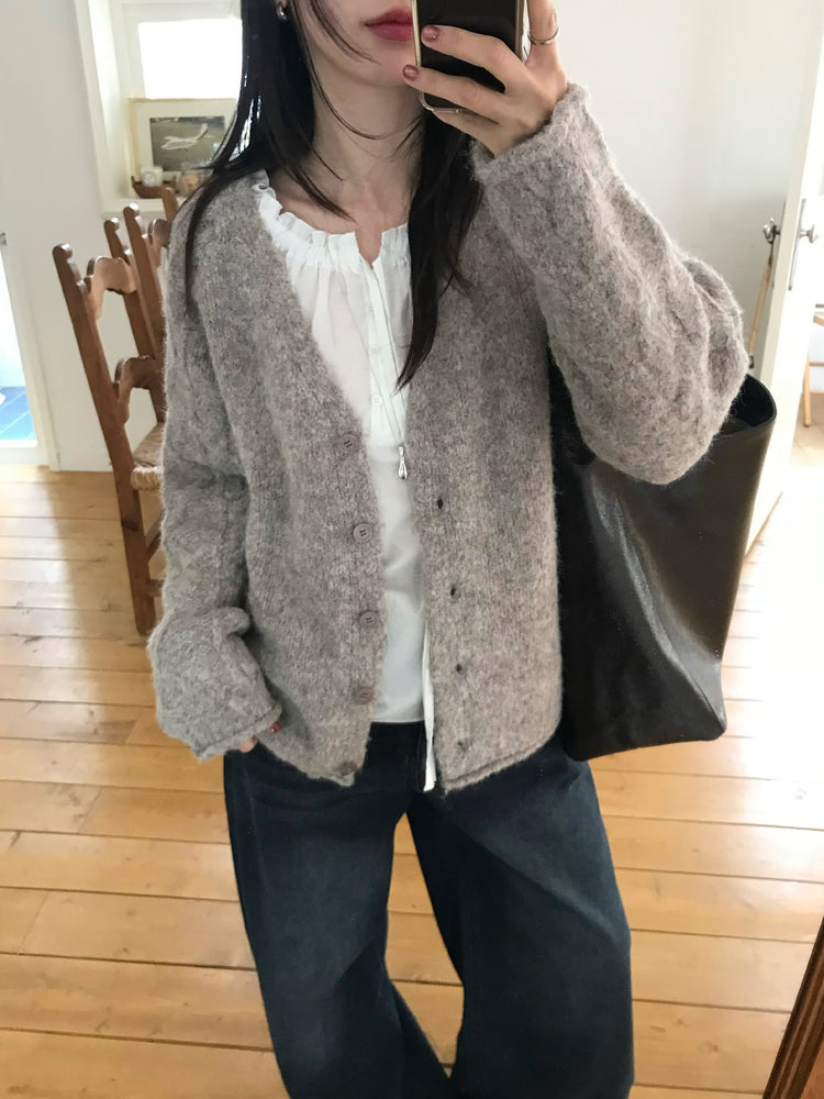 暗菱格紋理針織外套