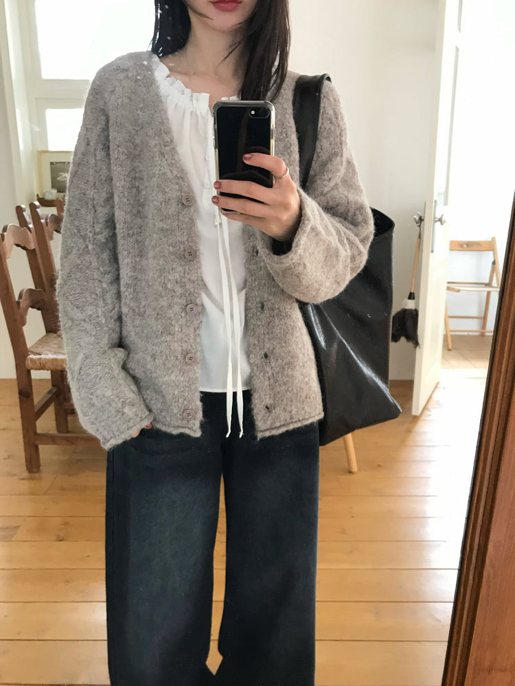 暗菱格紋理針織外套