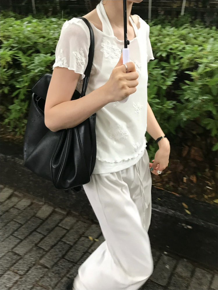 輕薄細腰頭抽繩及踝裙