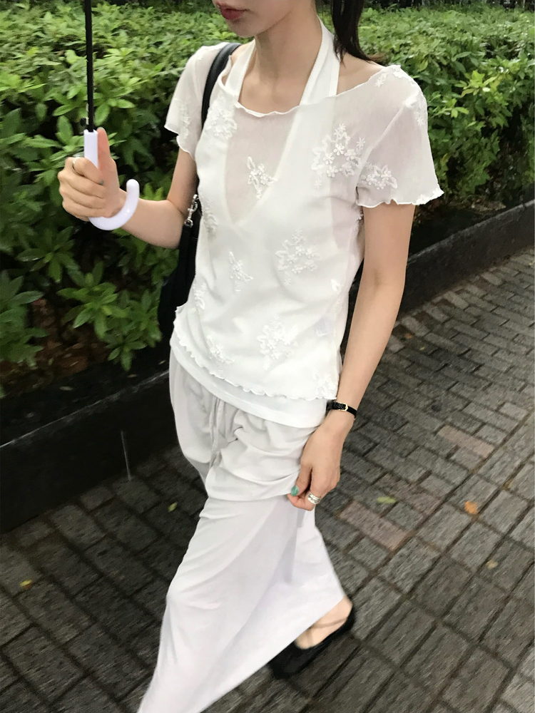 輕薄細腰頭抽繩及踝裙
