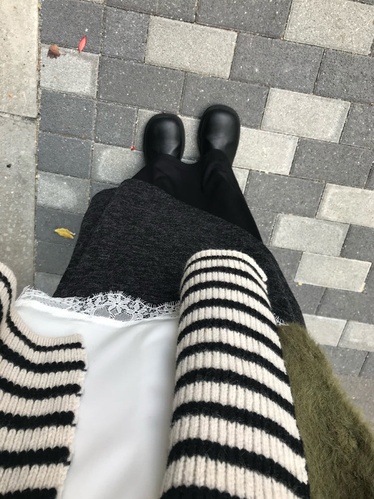 不規則設計感假兩件及踝裙