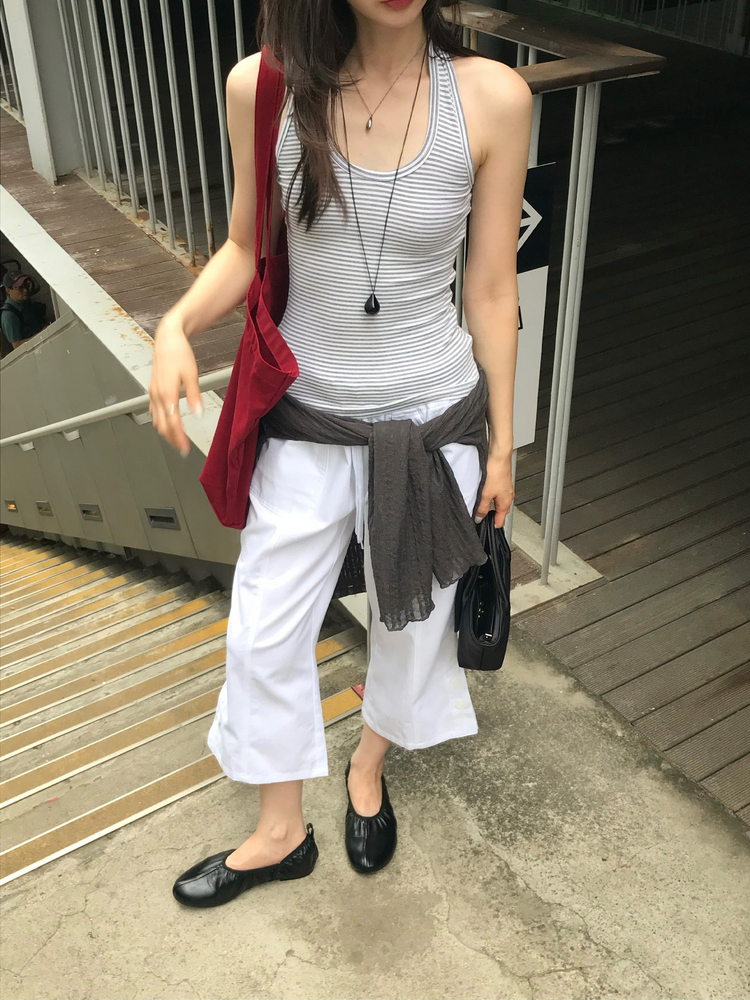 條紋掛脖上衣