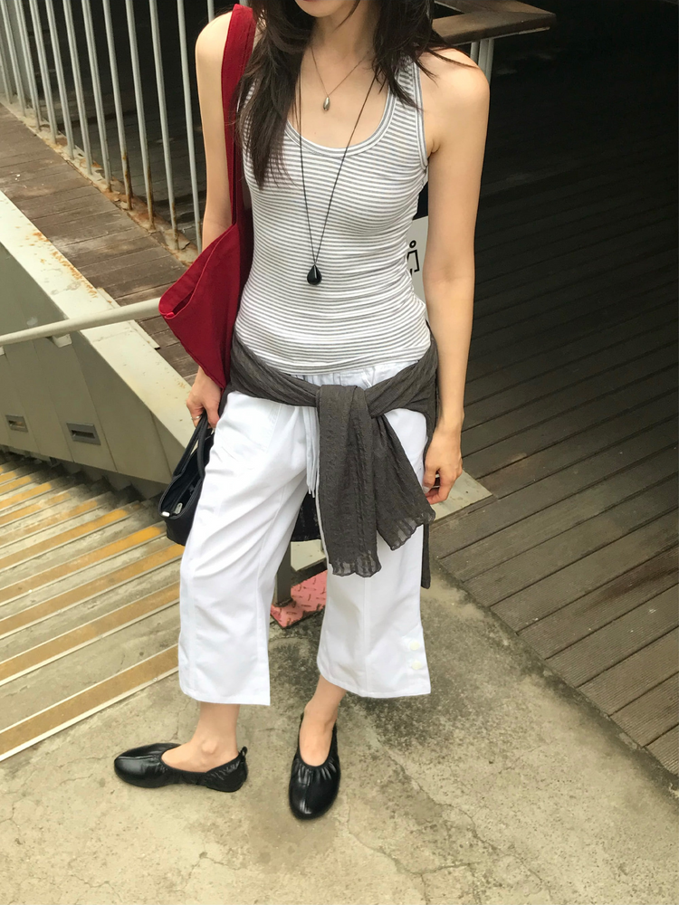 條紋掛脖上衣