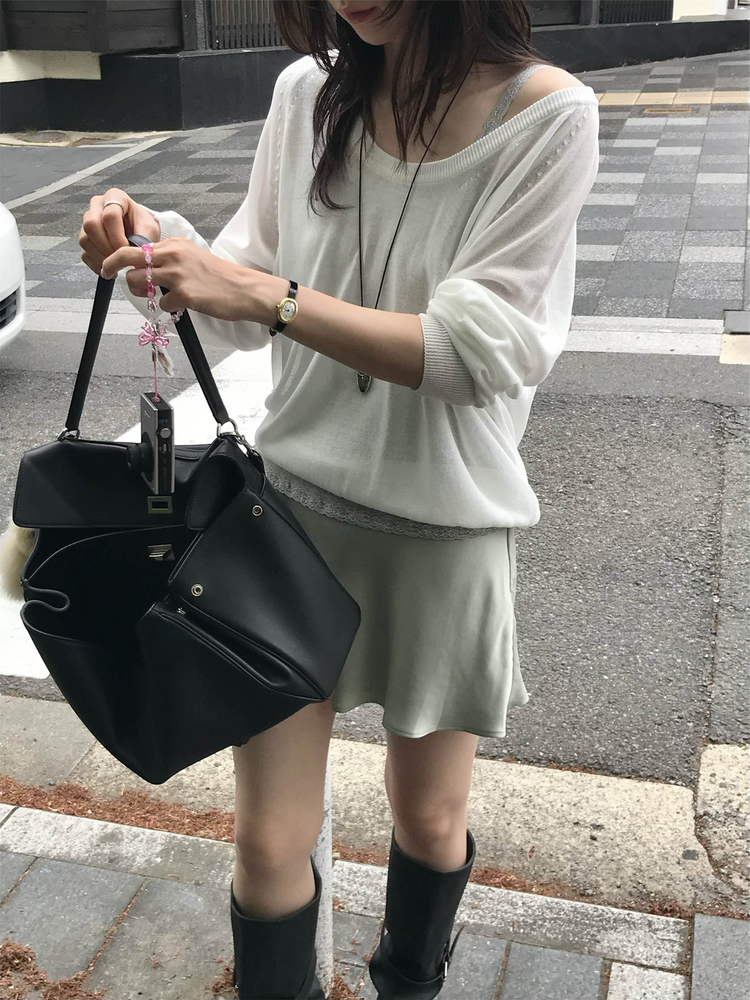 微透膚U領針織上衣
