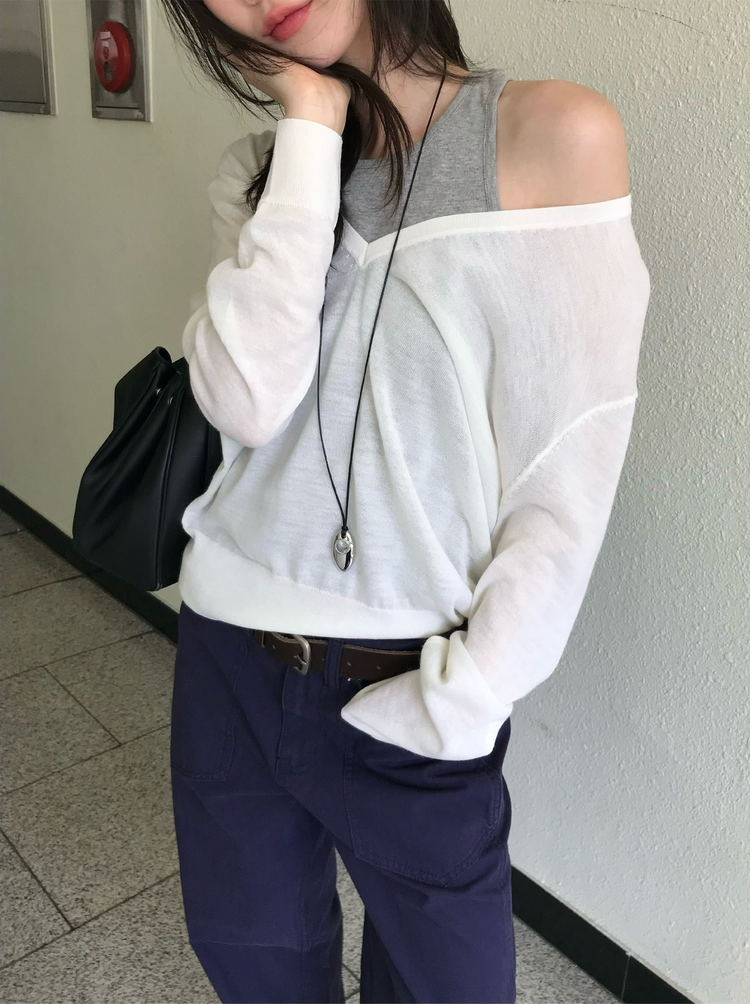 美挖背削肩細節背心