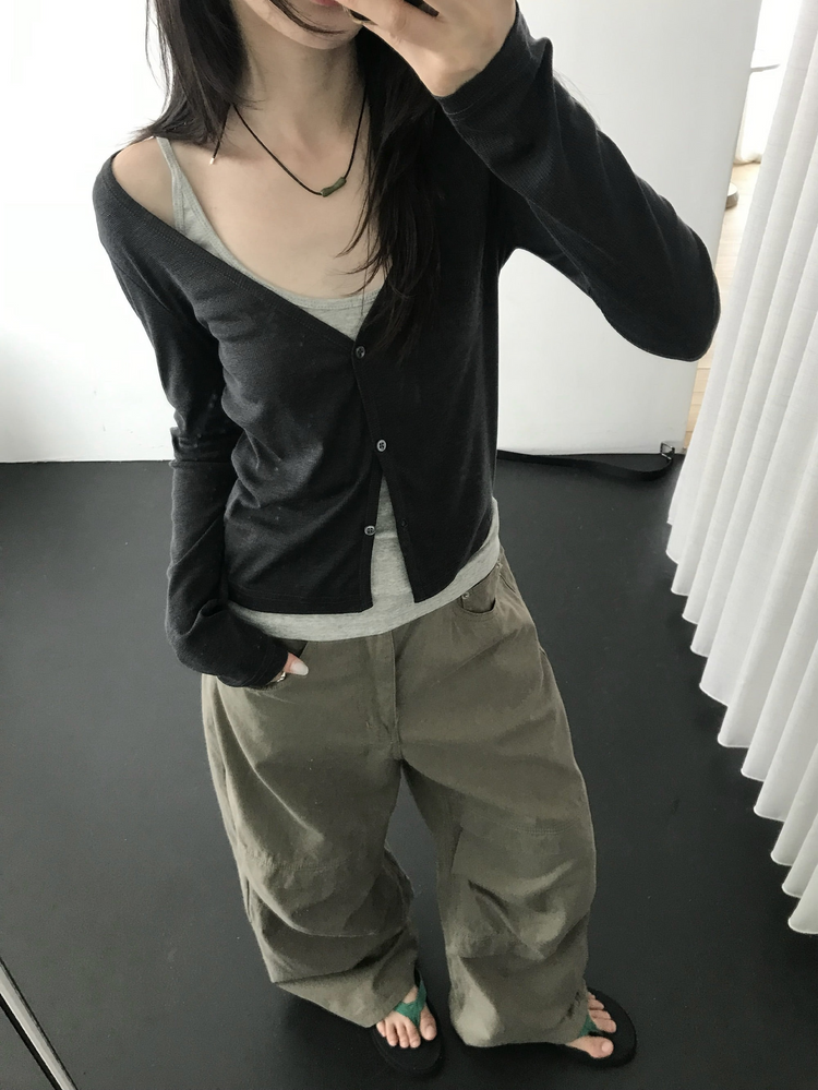 美色寬鬆層次工裝褲