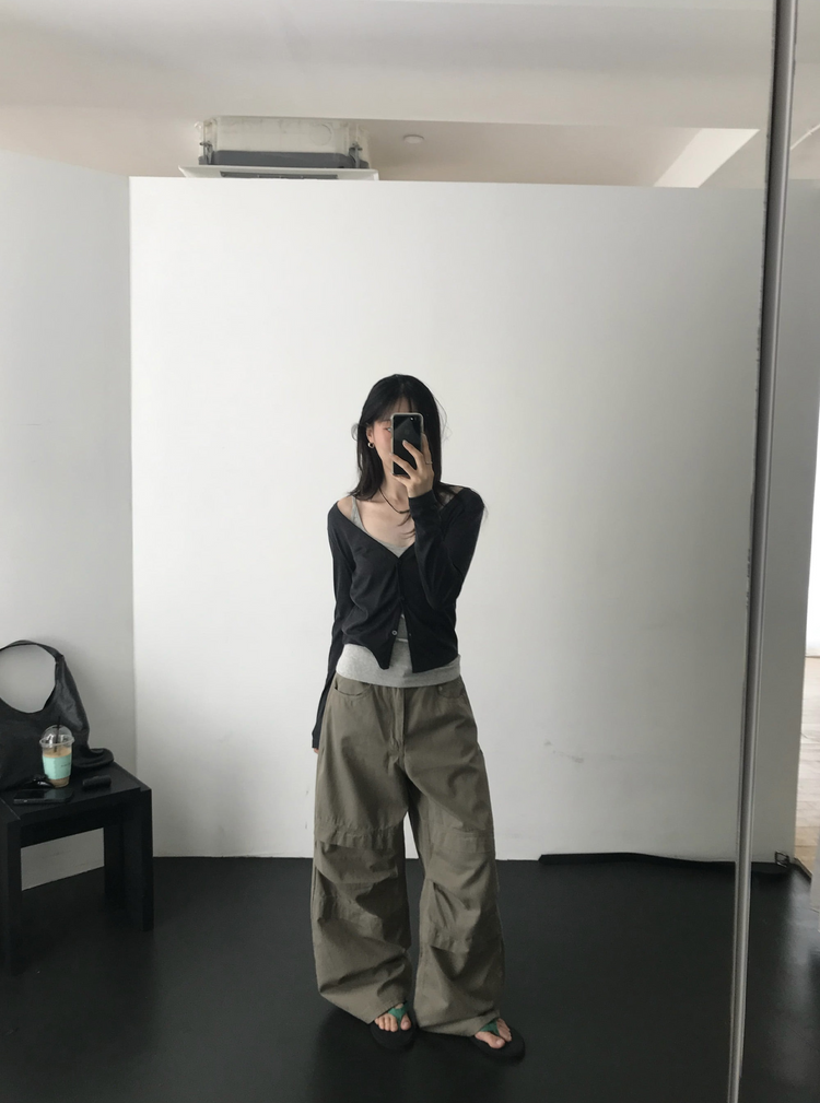 美色寬鬆層次工裝褲