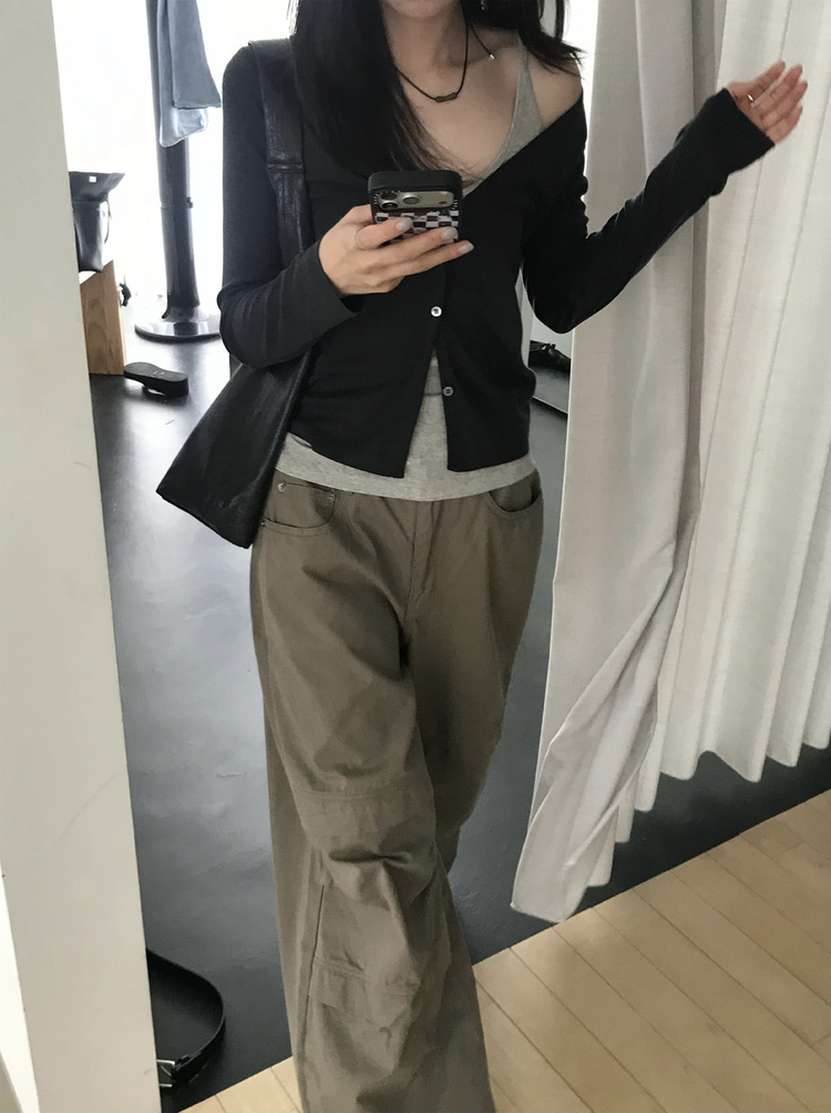 美色寬鬆層次工裝褲