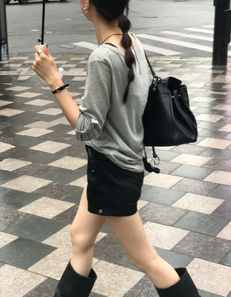 美色亨利領反折袖細節上衣