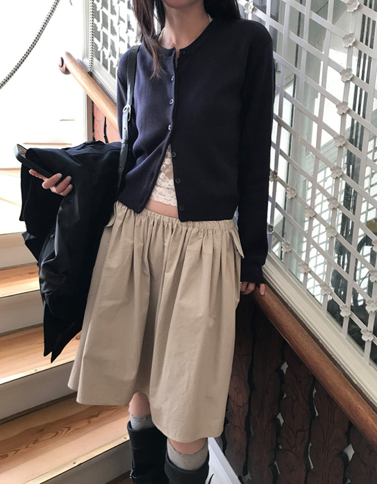 美色圓領排鈕針織外套