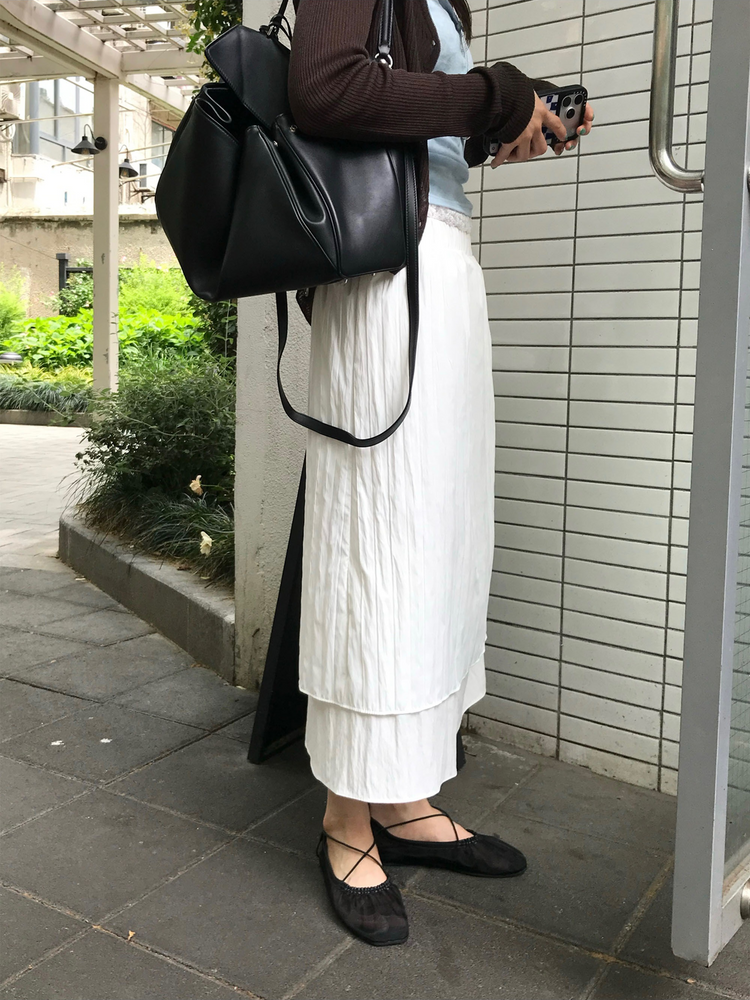紗感交叉抓皺細節平底鞋
