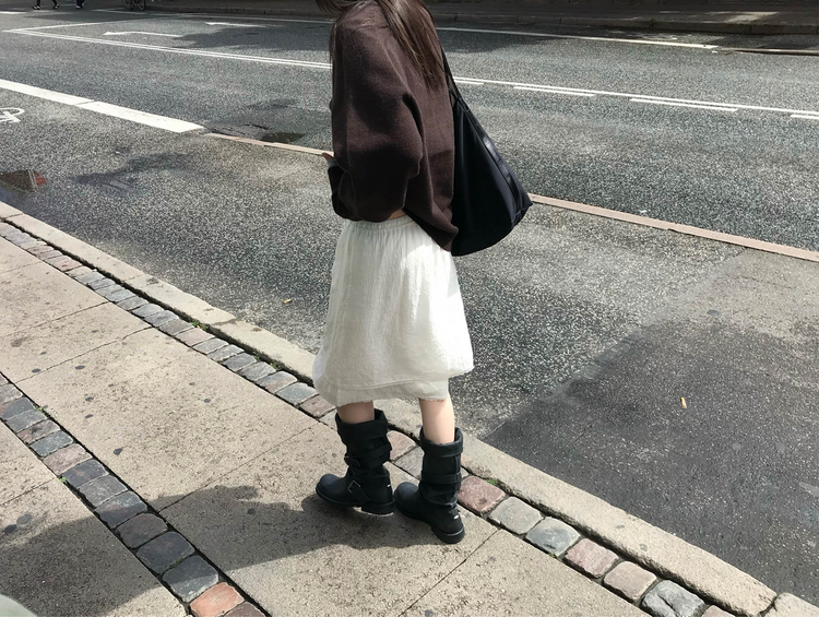 壓紋雙層細節抽繩半裙