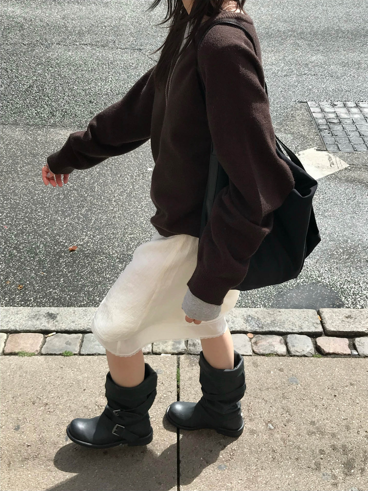 壓紋雙層細節抽繩半裙