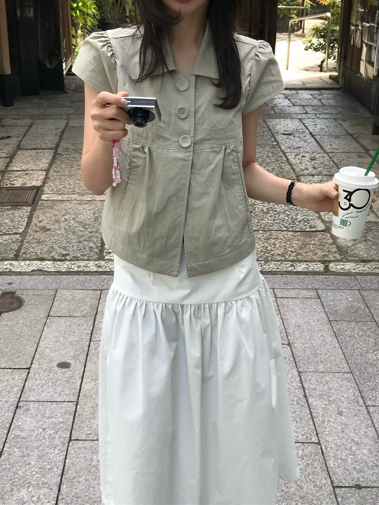 翻領大扣鈕細節外套
