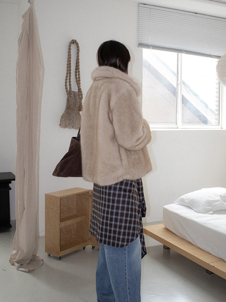 美色撞色格紋襯衫