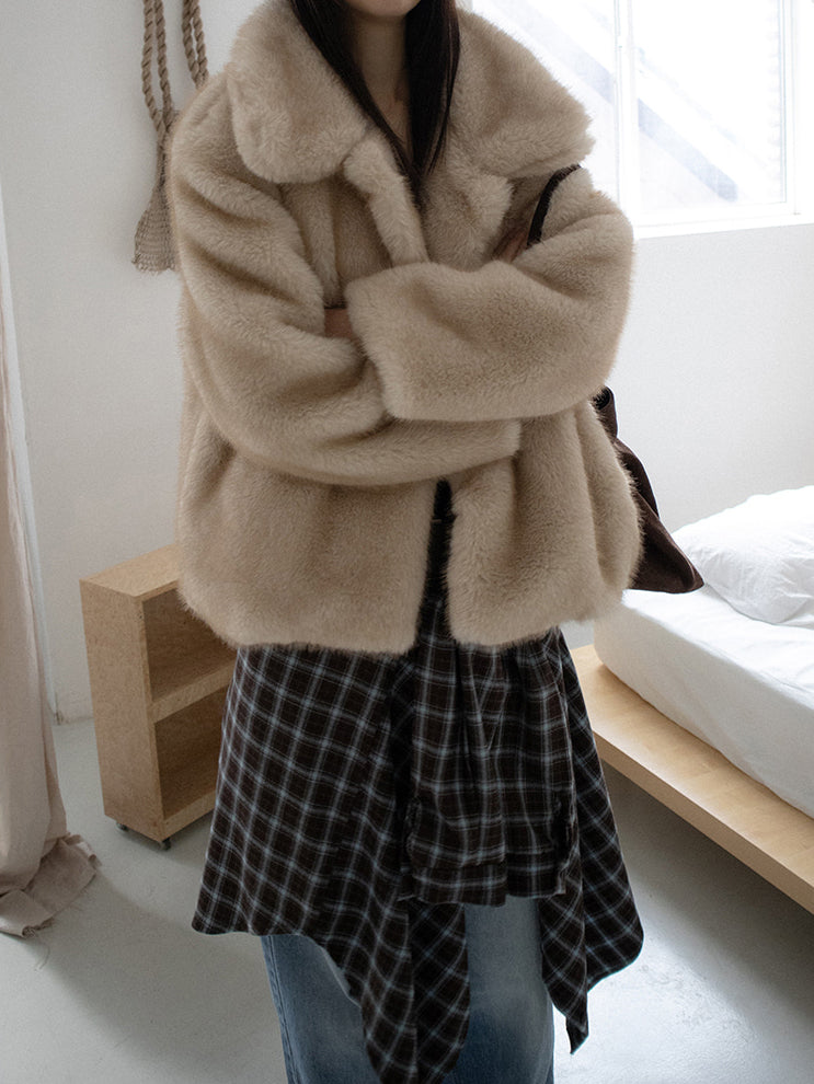 美色撞色格紋襯衫