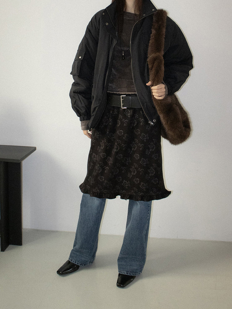 微透美肩絲絨質感上衣