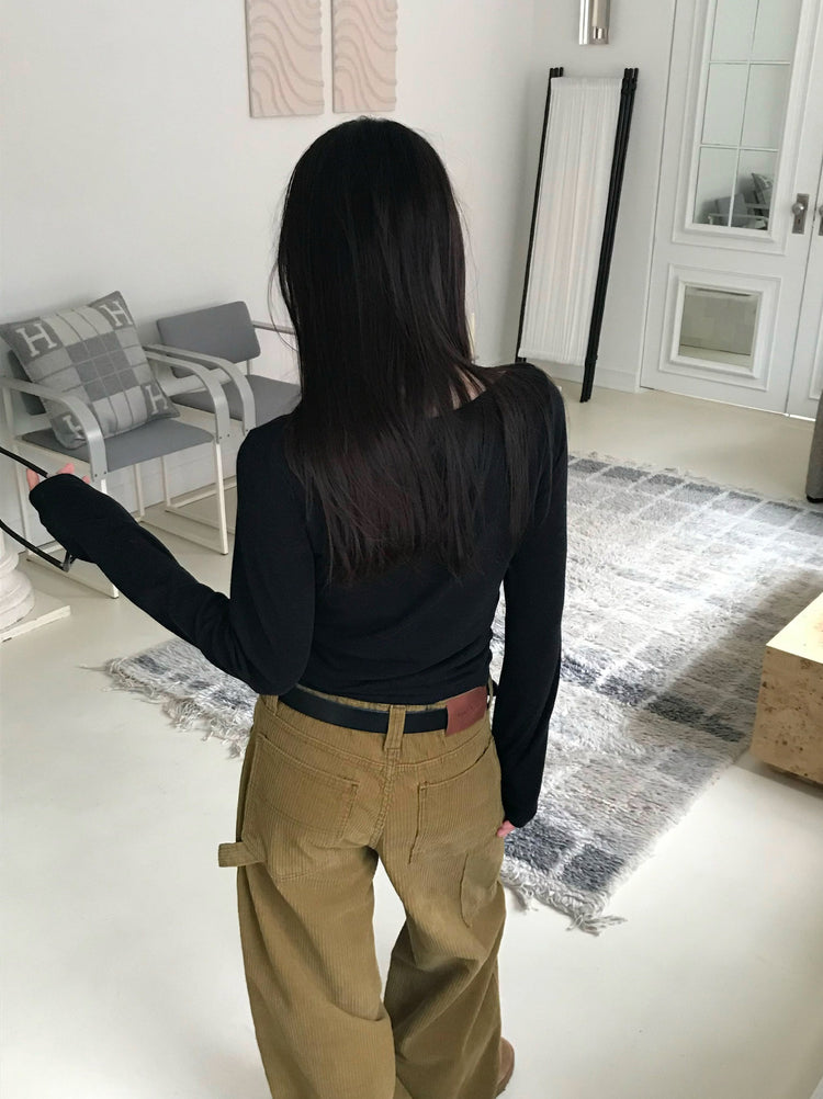 美色船領細節上衣