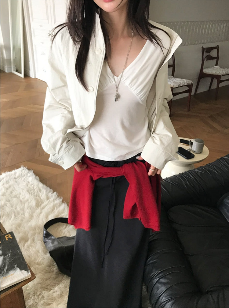 高質立領排鈕細節外套