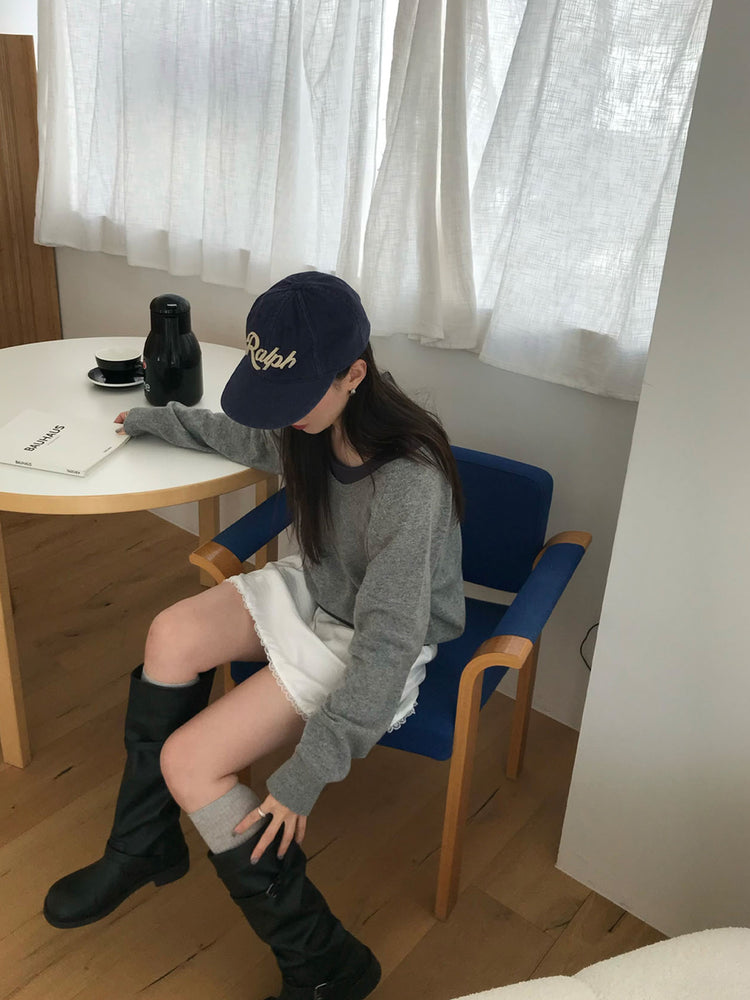 光澤感蕾絲邊細節短裙