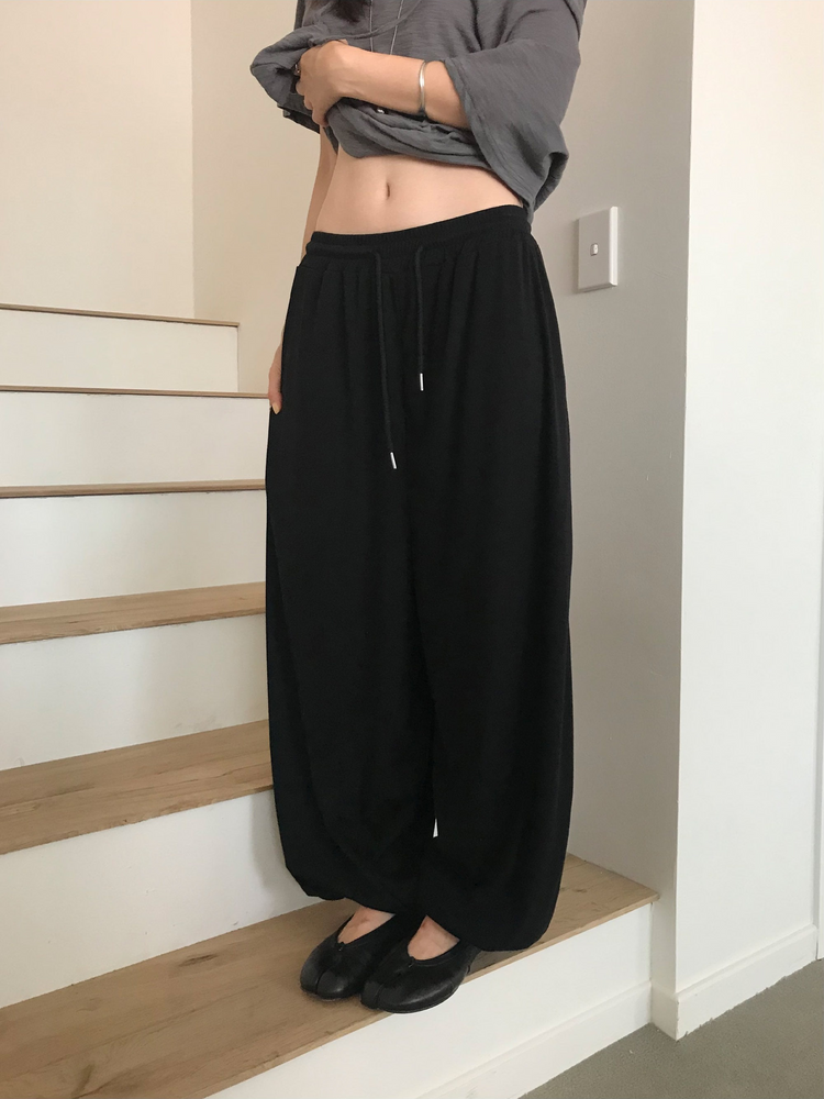 親膚寬鬆束腳休閒褲