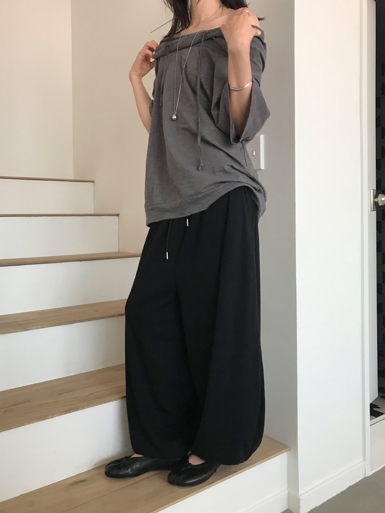 親膚寬鬆束腳休閒褲