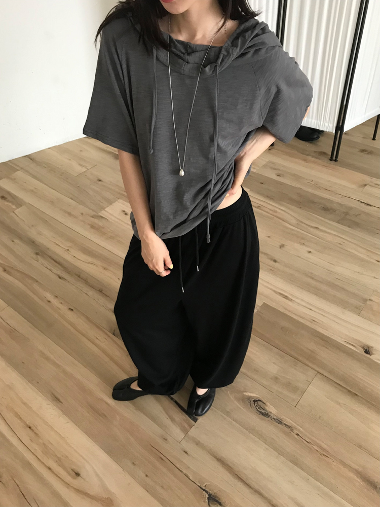 親膚寬鬆束腳休閒褲