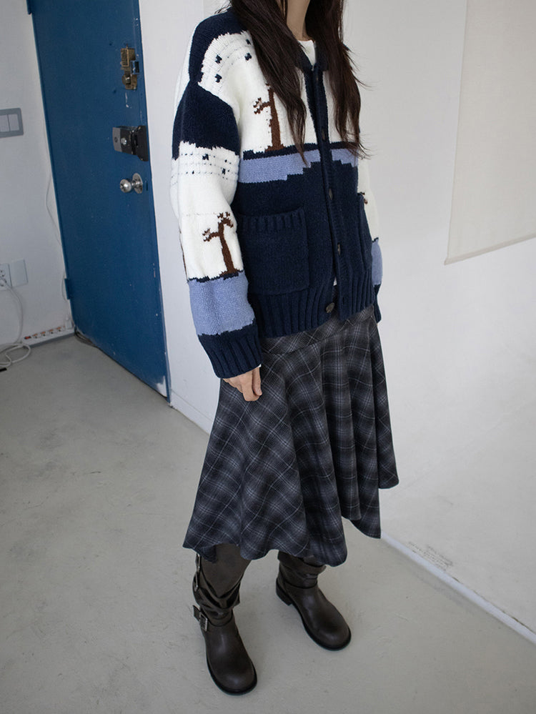 格紋不規則下擺半裙