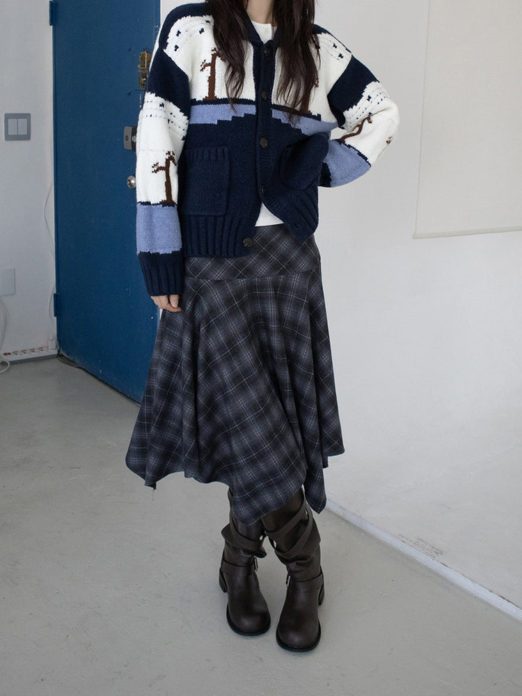 格紋不規則下擺半裙