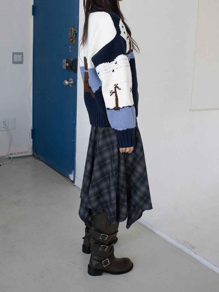 格紋不規則下擺半裙