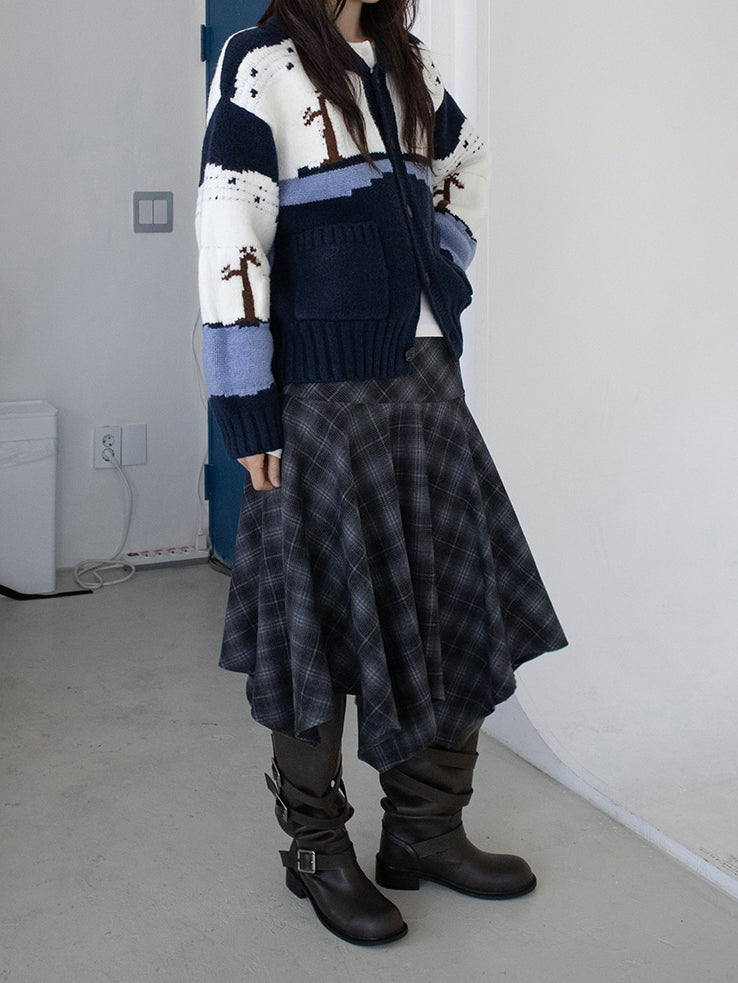 格紋不規則下擺半裙