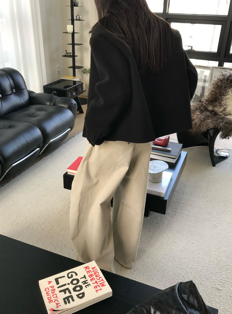 復古紋理翻領排鈕外套