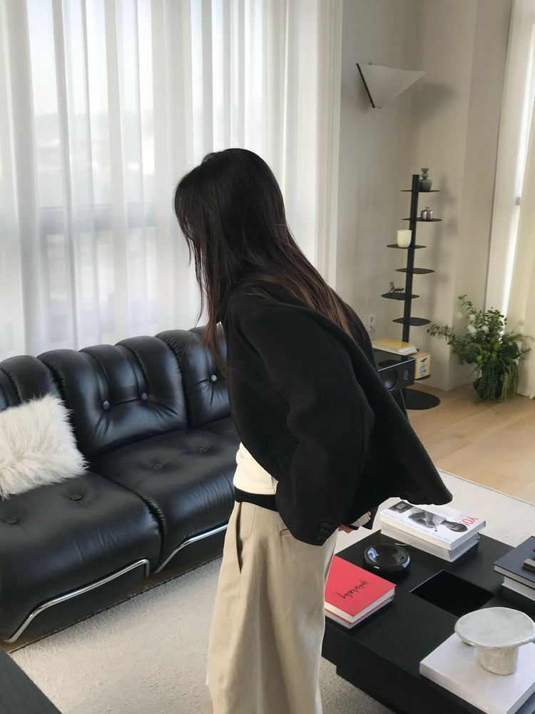 復古紋理翻領排鈕外套
