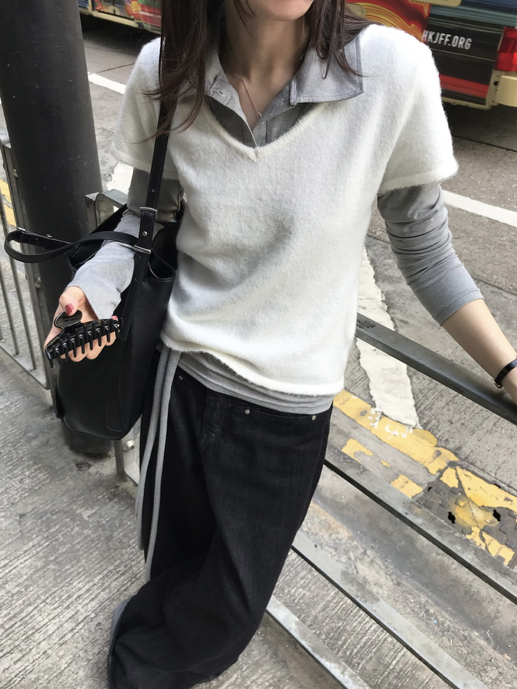 基礎V領針織上衣