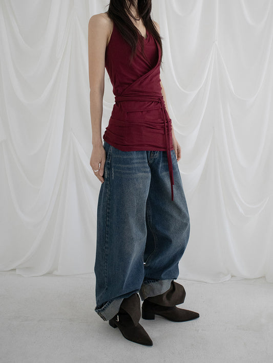 復古美色率性牛仔闊褲