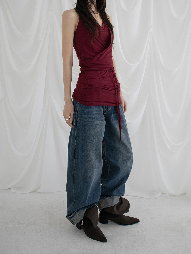 復古美色率性牛仔闊褲