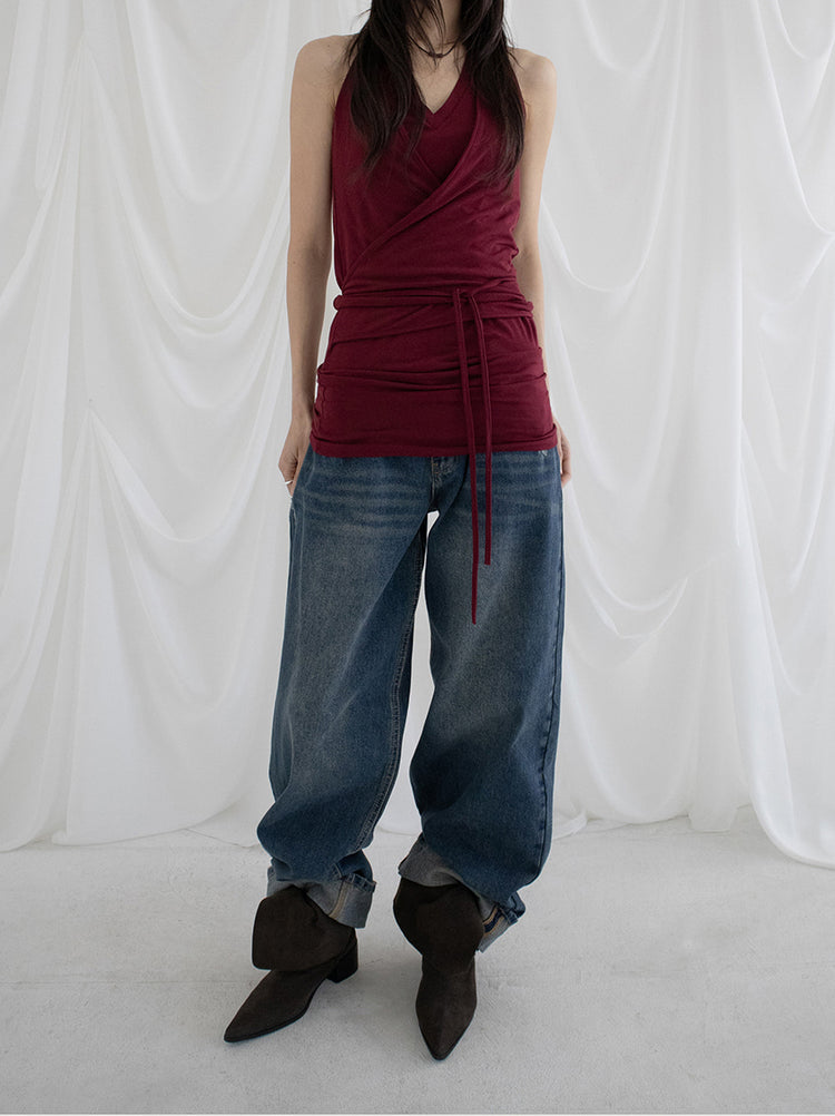 復古美色率性牛仔闊褲