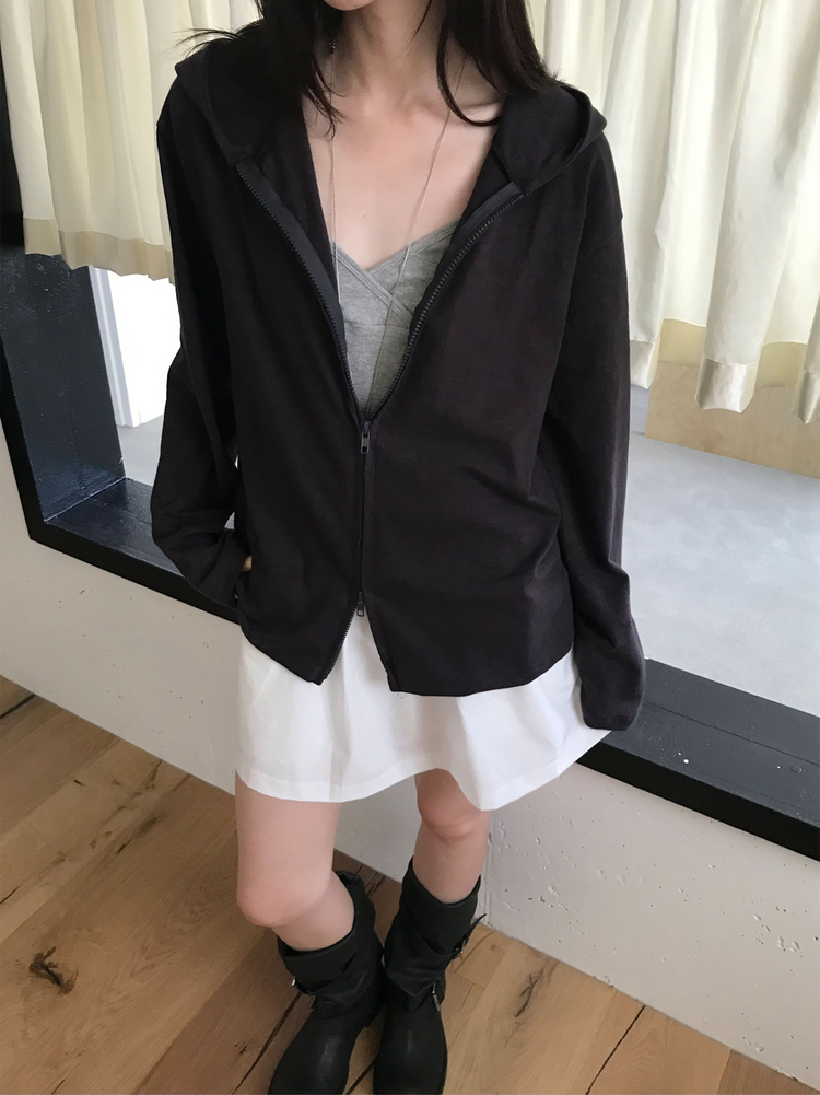 初秋雙拉鏈連帽外套